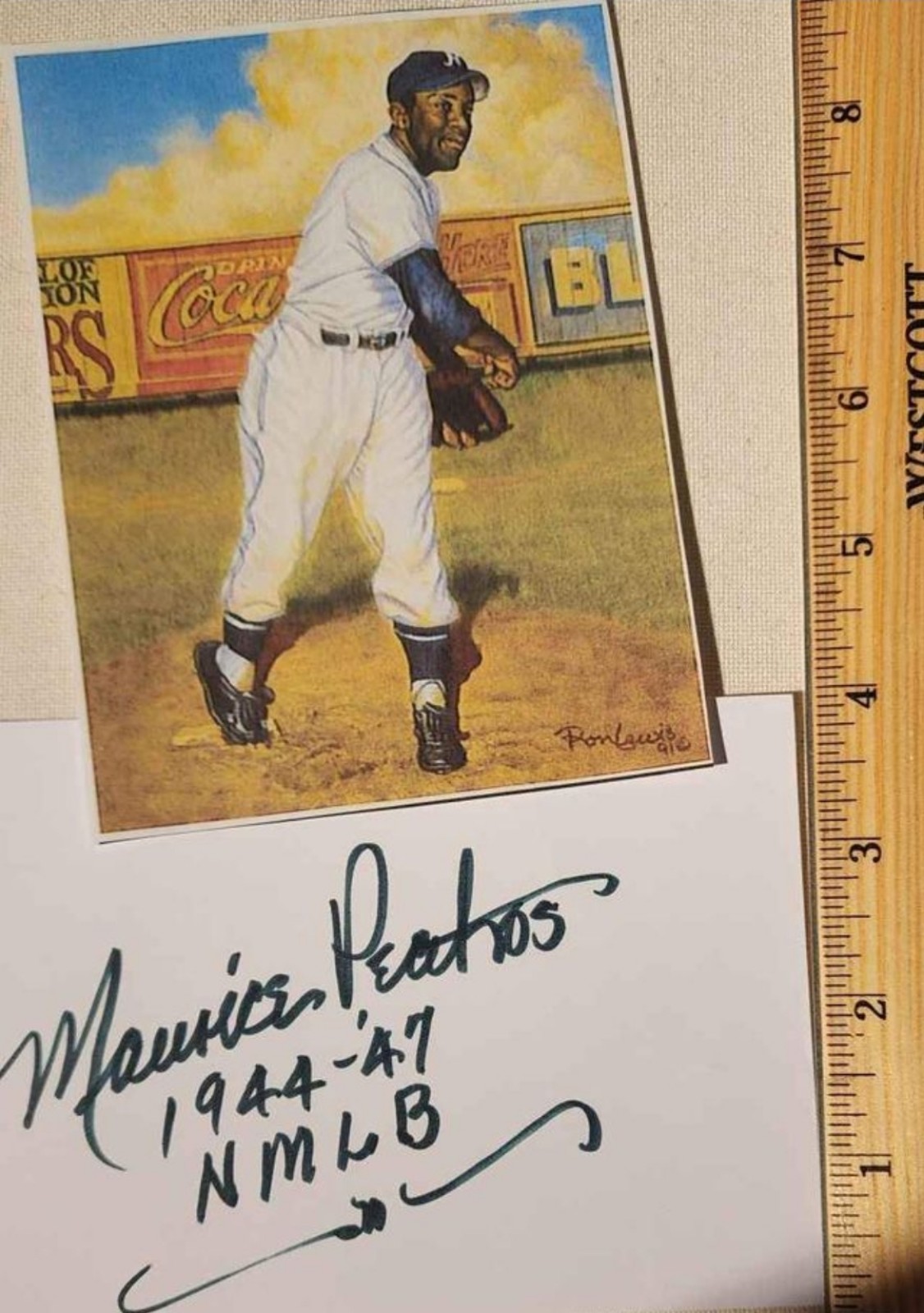 Maurice Peatros signed autograph 4x6 index card. Negro League Homestead Grays