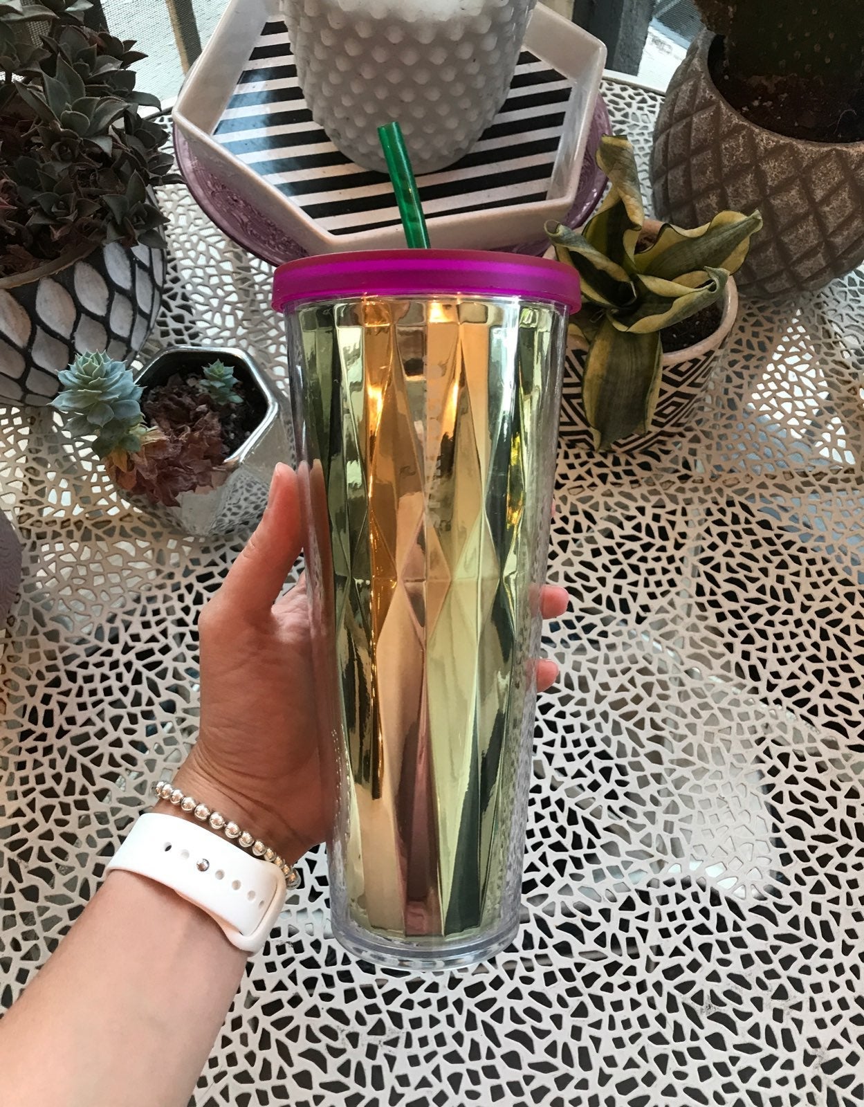 Starbucks Gold & Purple Mirrored Tumbler