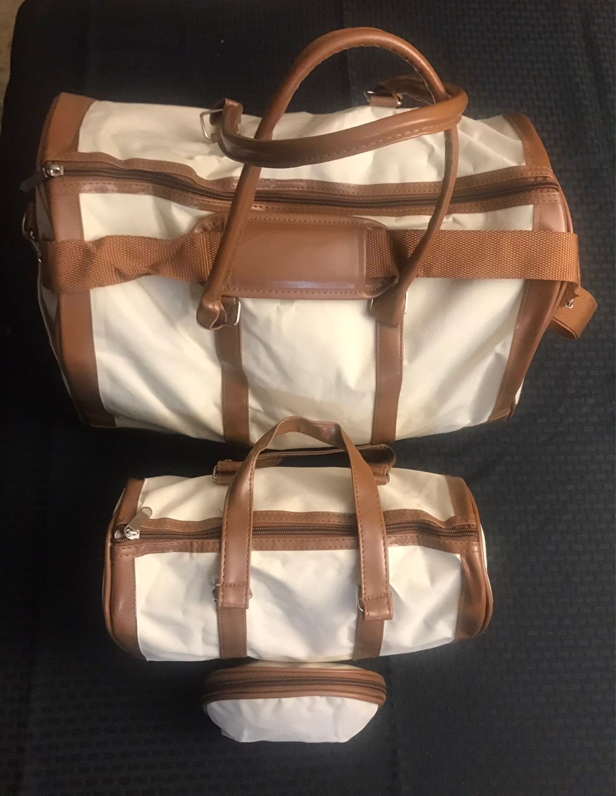 3 Piece Beige/Tan Tote Bag Set - New