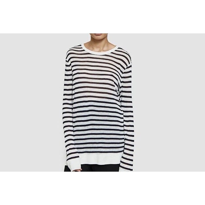 by Alexander Wang – Striped Jersey Sweater – White&black Sz medium Rayon Linen
