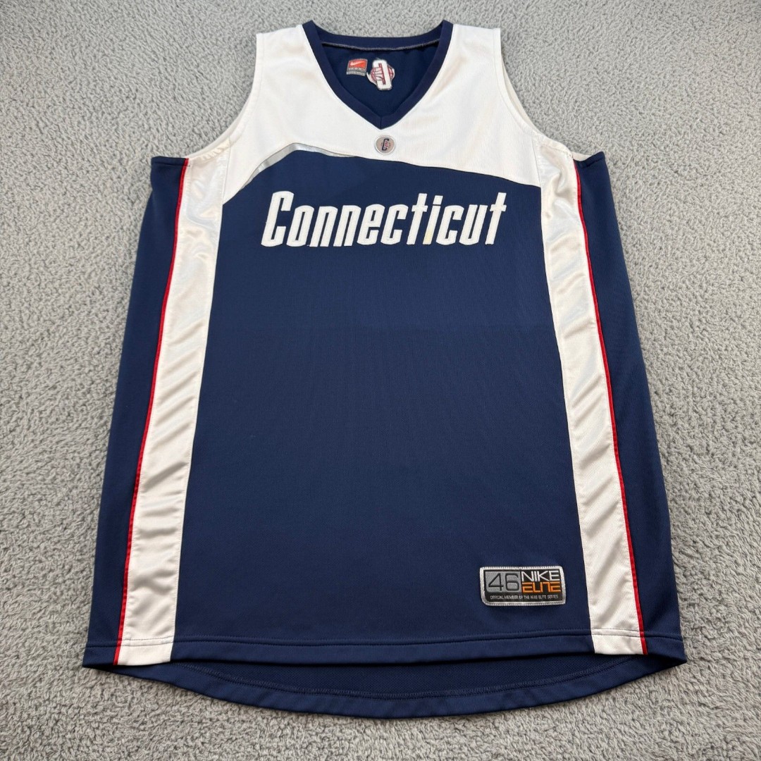 Connecticut Nike Practice Jersey - 46 Nike Elite White Blue Basketball