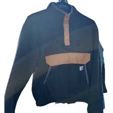 #102 Carhartt Men’s 1/4 Snap - Black/Carhartt Brown Size M