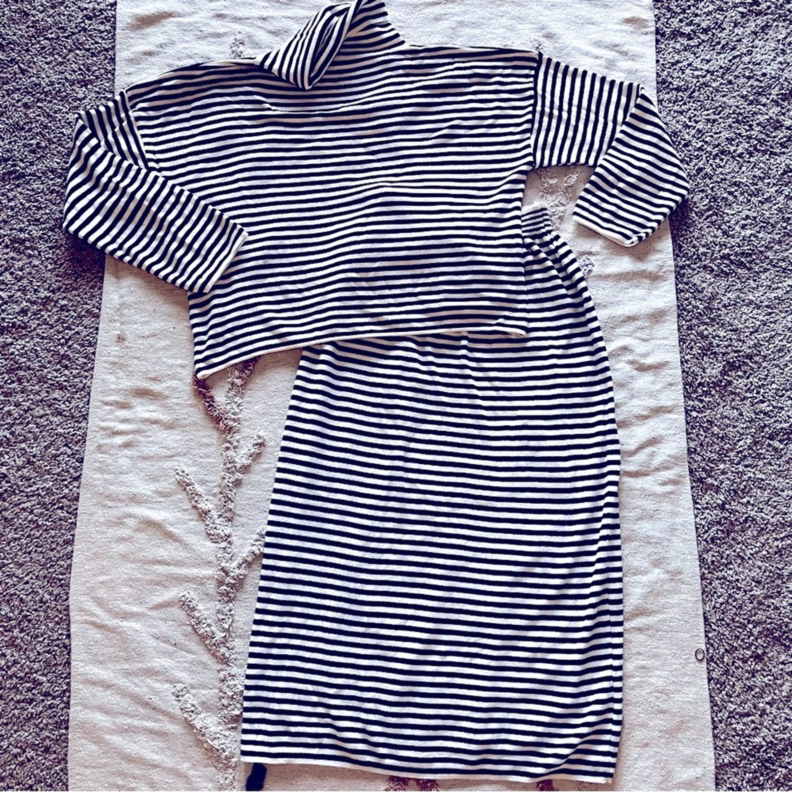 SHEIN two piece Striped Turtleneck Sweater Maxi Skirt Set womens size large L