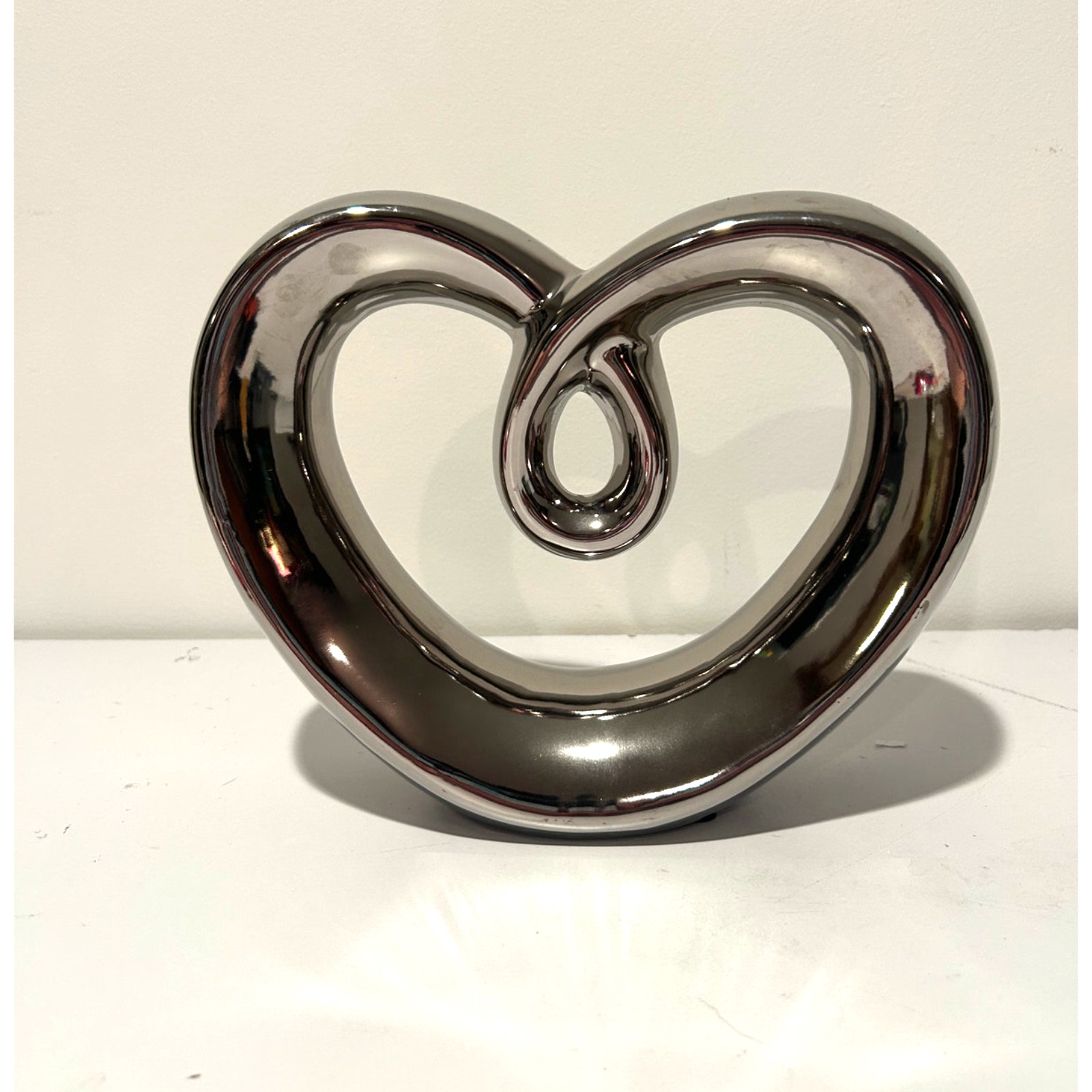 Pier 1 Import Metallic Silver Heart Love Ceramic Sculpture