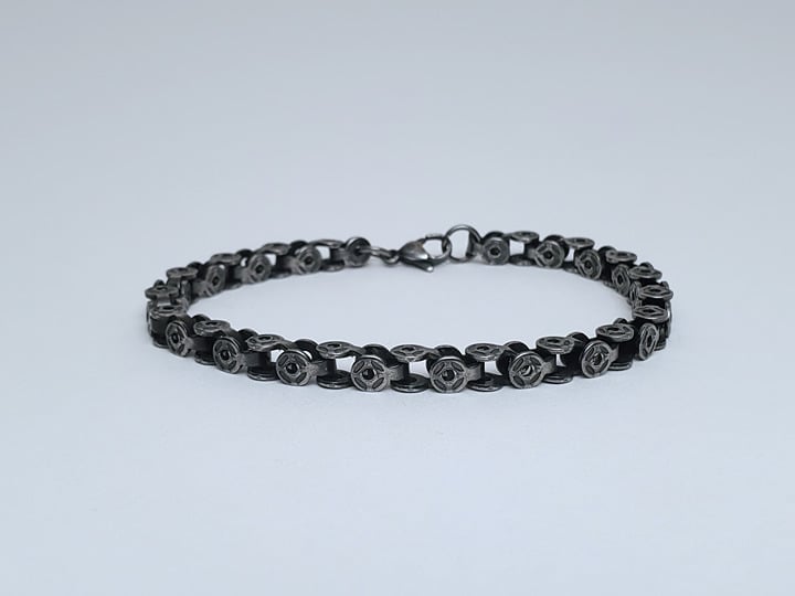 Mens 8 Black Platinum Chain Link Bracelet Guys Sterling Silver Rhodium Jewelry