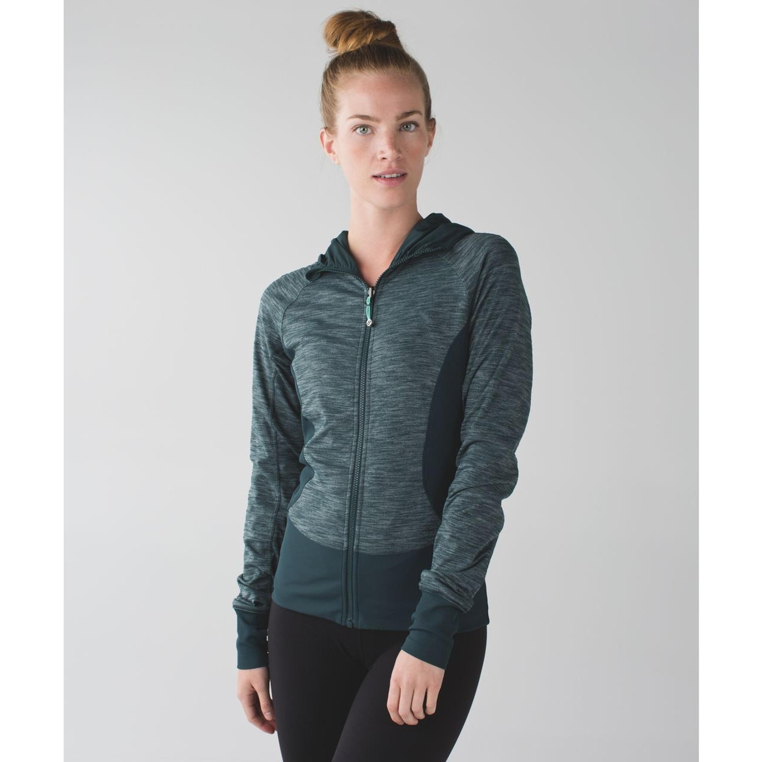 lululemon | in flux dark fuel green zip up reversible women's active jacket sz 8