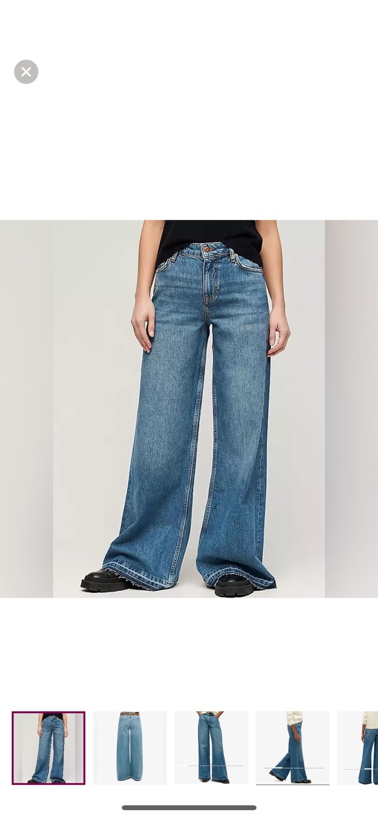 Women's Superdry Vintage Blue Raw Hem Wide-Leg Flare Jeans
