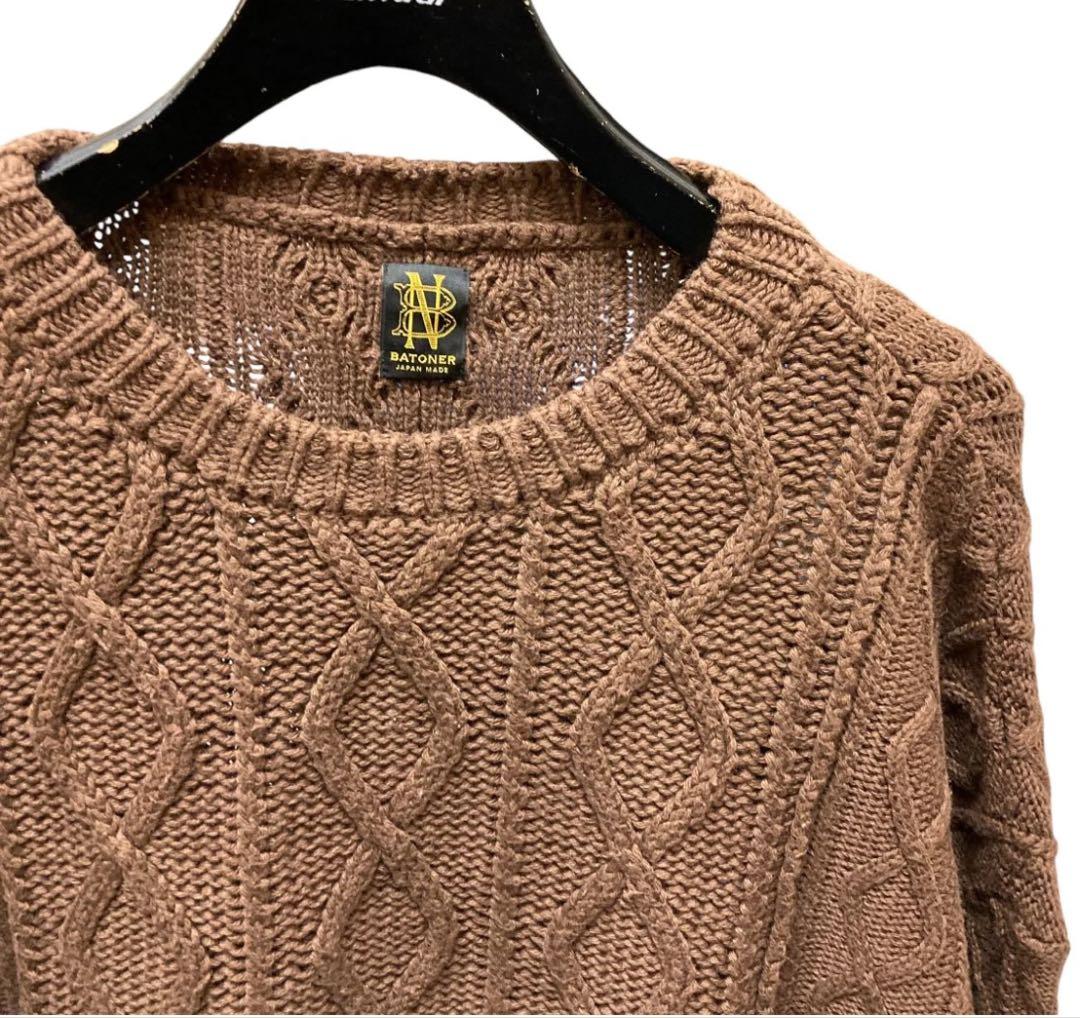 【中古】 BATONER CREWNECK CABLE GAUGE DIFFERENT トップス