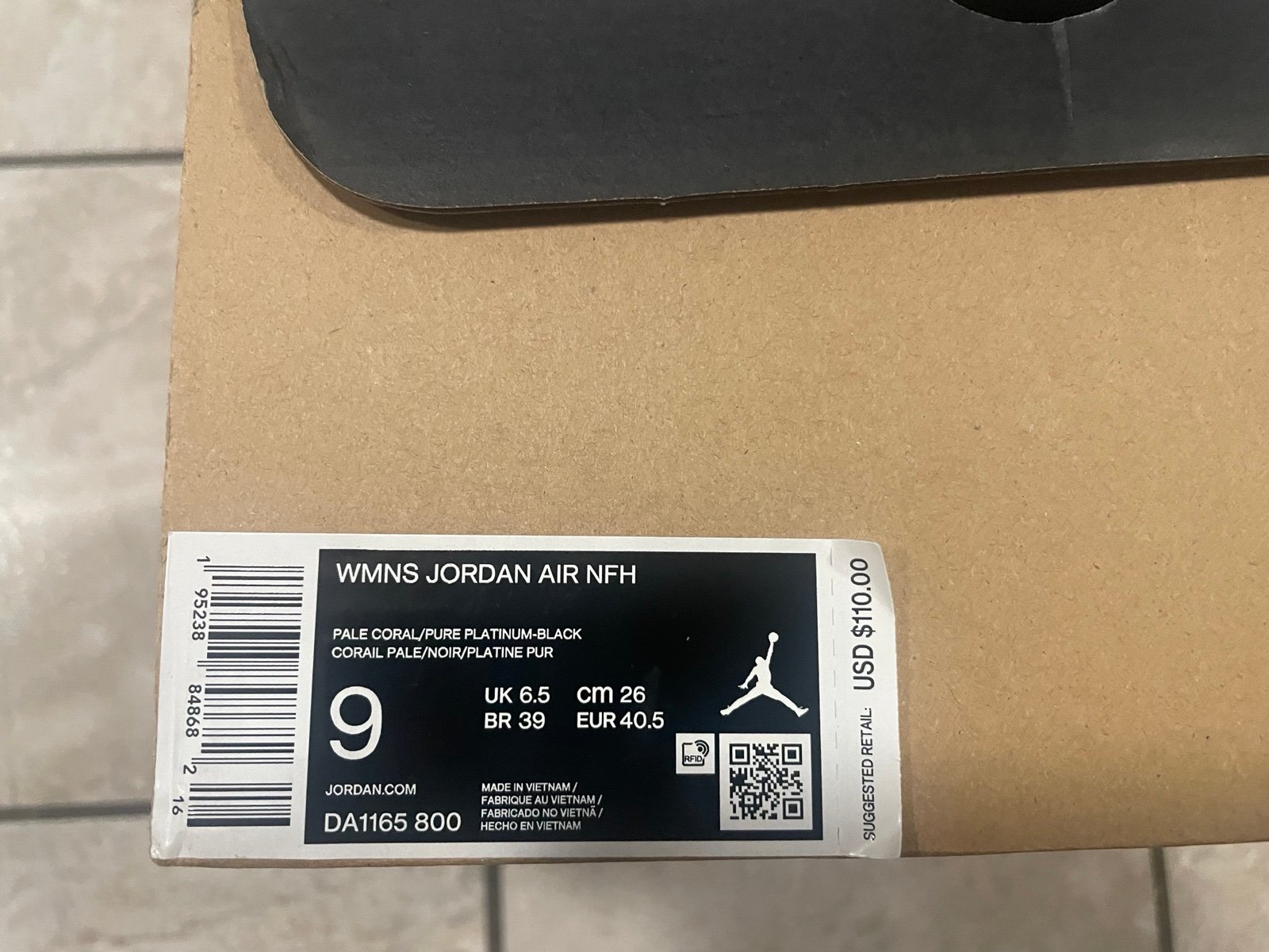 WMNS NIKE JORDAN AIR NFH PALE CORAL-PURE PLATINUM-BLACK SZ 9 [DA1165-800]