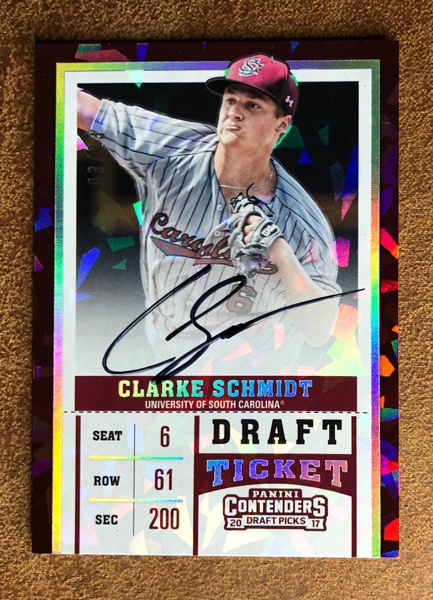 #’d /23 Clarke Schmidt Red Cracked Ice Auto Draft Ticket RC Rookie Card YANKEES