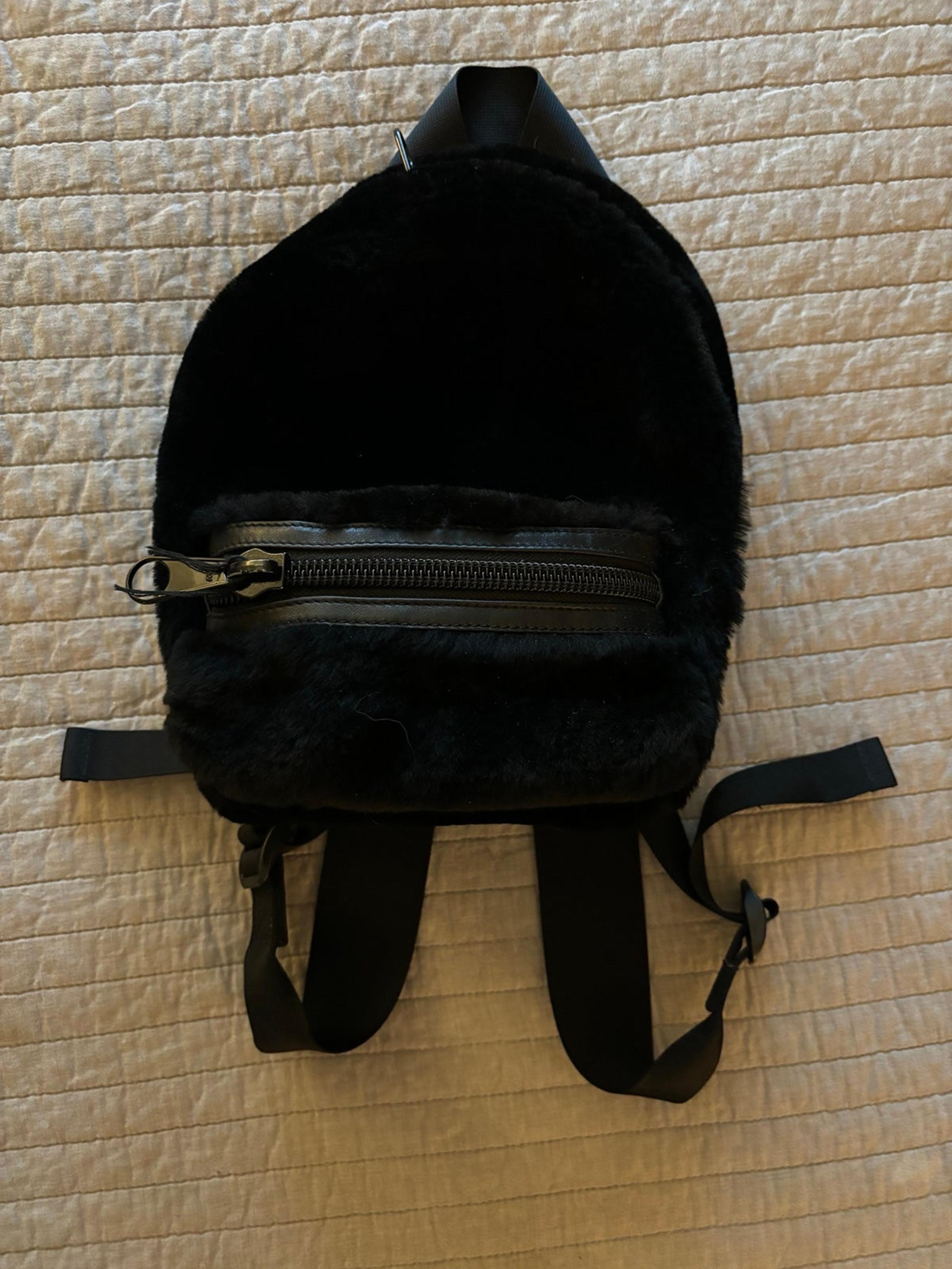 Alexander wang mini black fur backpack