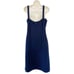 ST. JOHN COLLECTION Womens Sz 8 Navy Blue Horizontal Tiered Pleated Sheath Dress