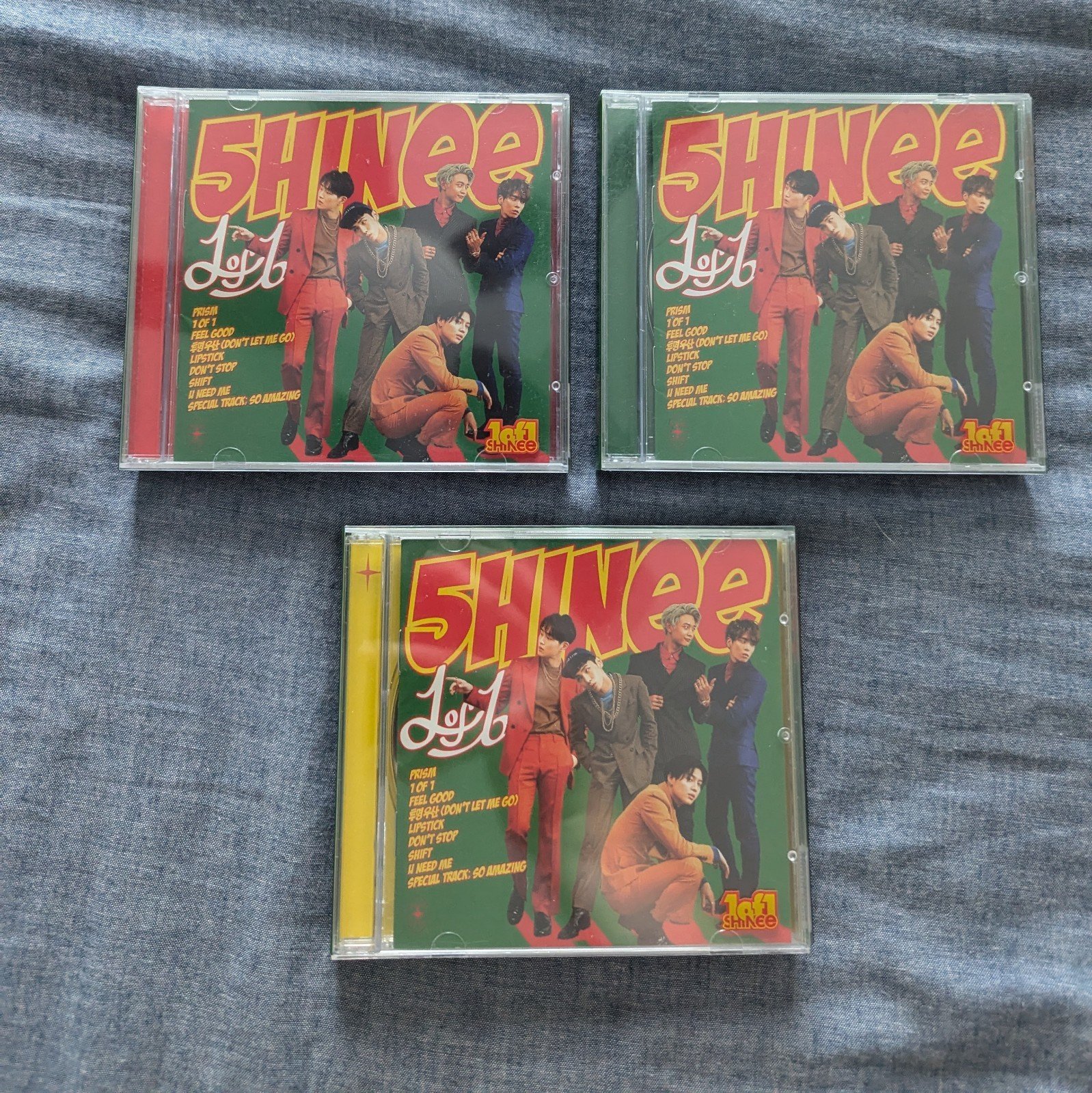 SHINee 1 of 1 albums (red, yellow, and green spine) OT5 photocards included