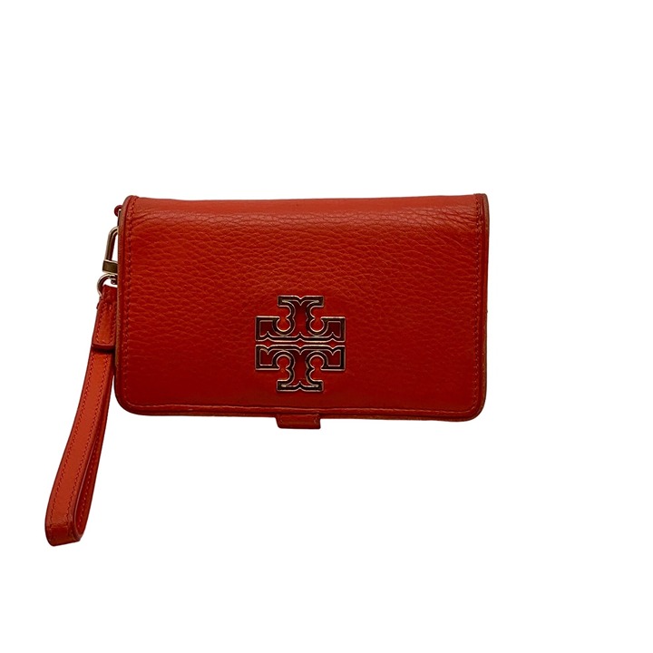 Tory Burch Orange Leather Britten Smartphone Wristlet