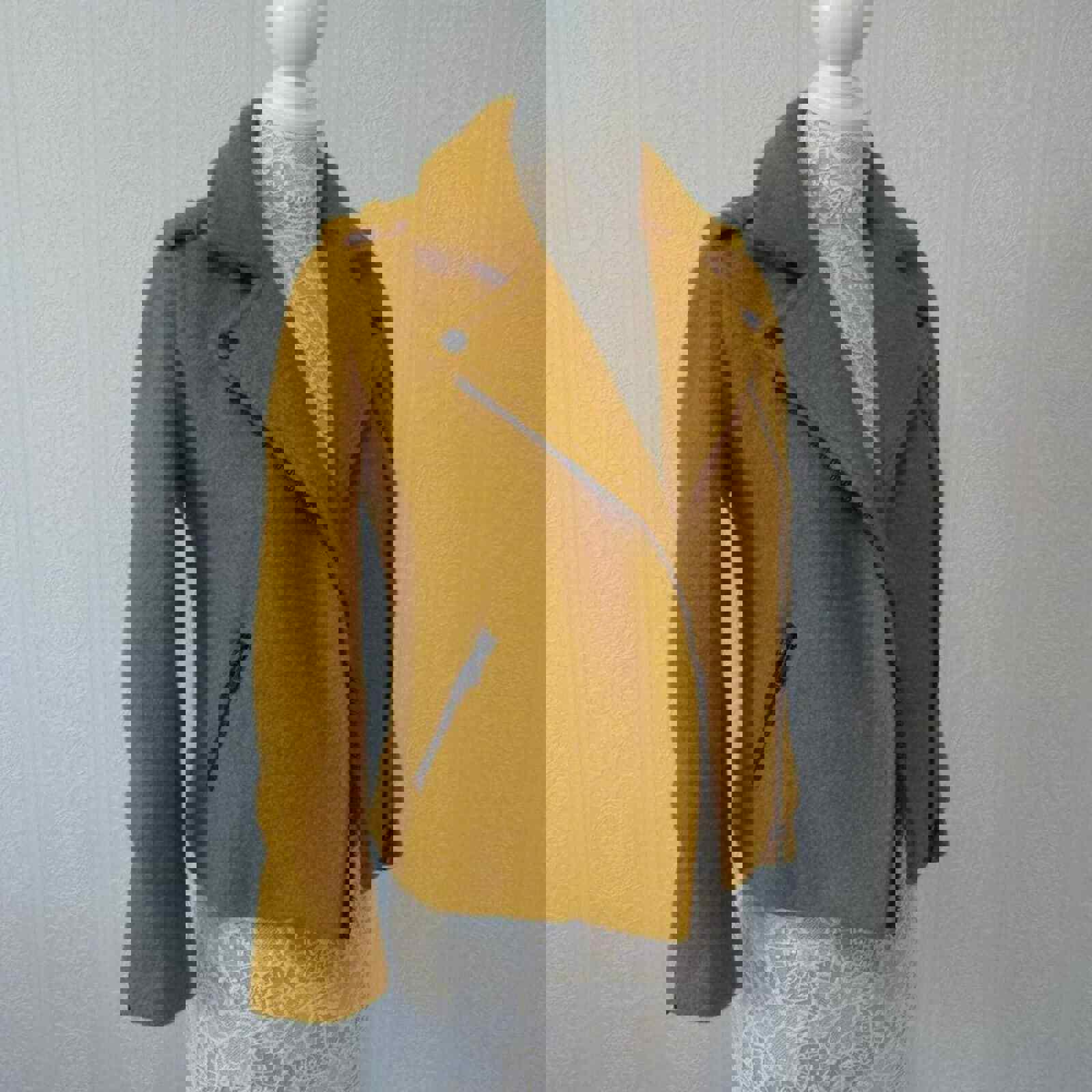 LKWN Modern Vintage Yellow mustard wool coat jacket XS