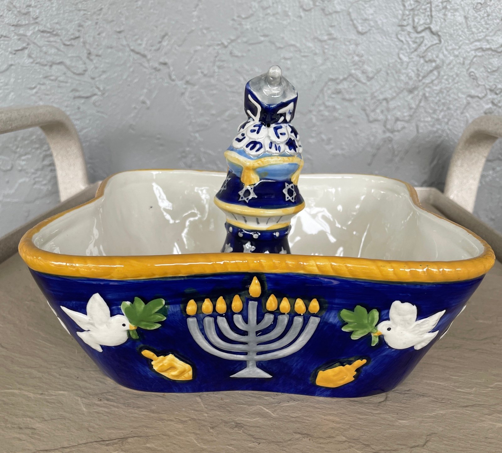 Ceramic Serving Dish - Judaica Theme - Hannukah Theme By Brighten The Season