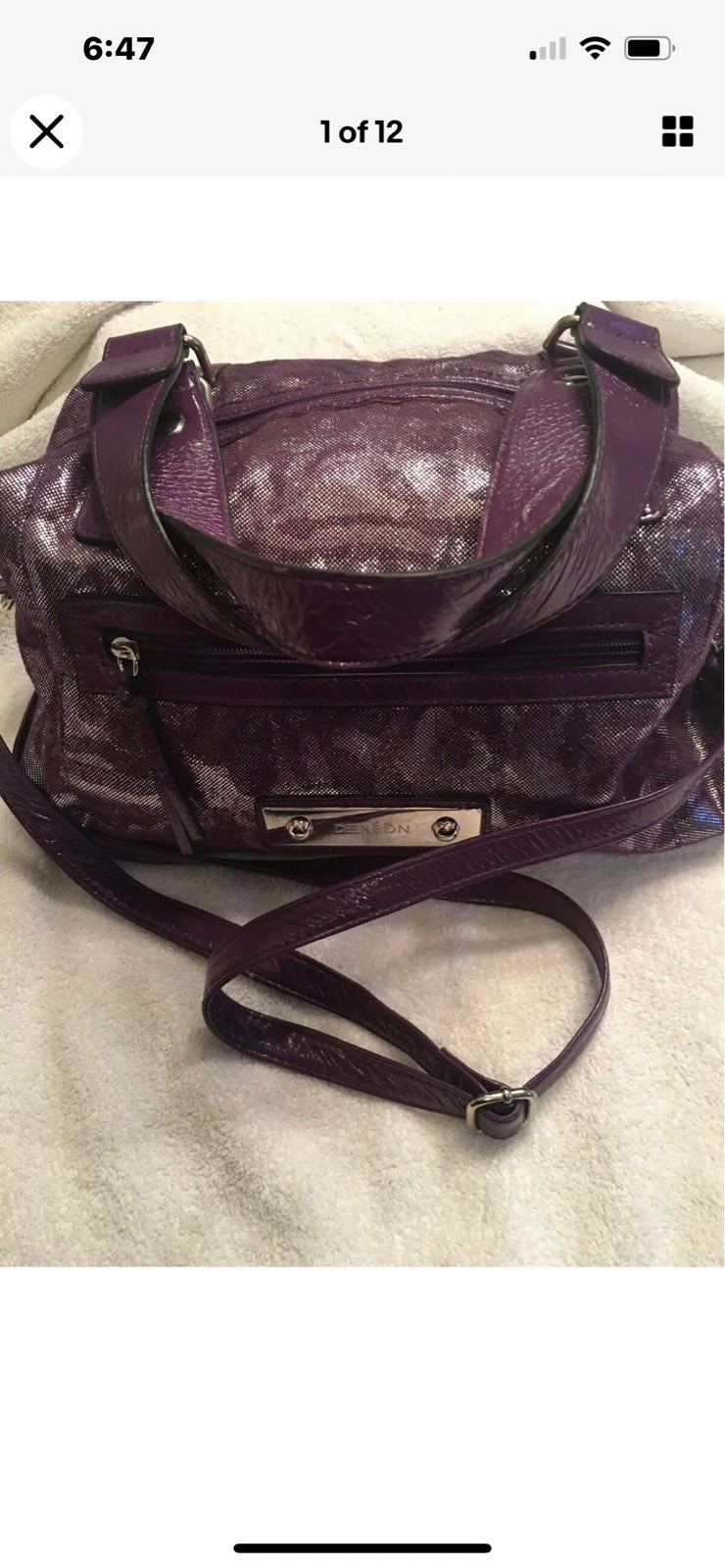 Dereon Satchel Handbag With Adjustable Straps - Purple