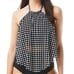 COCO REEF Riviera Dot Aura Mesh Ruffle Crop Tankini Swimsuit Bikini Black 34DD