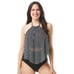 COCO REEF Riviera Dot Aura Mesh Ruffle Crop Tankini Swimsuit Bikini Black 34DD