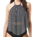 COCO REEF Riviera Dot Aura Mesh Ruffle Crop Tankini Swimsuit Bikini Black 34DD