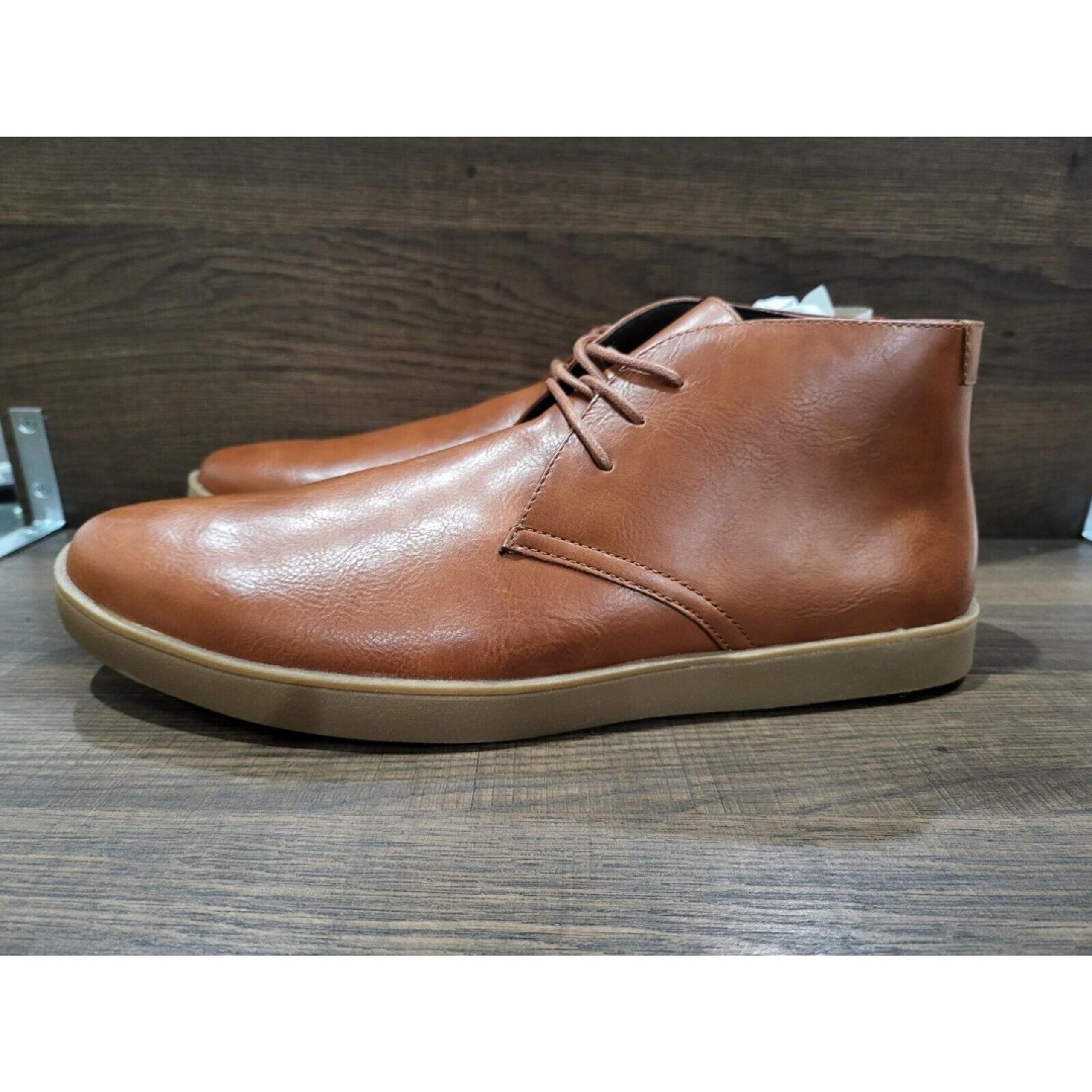 Alfani Men's Barrett Faux Leather Chukka Boot Tan w/ Gum 11M New