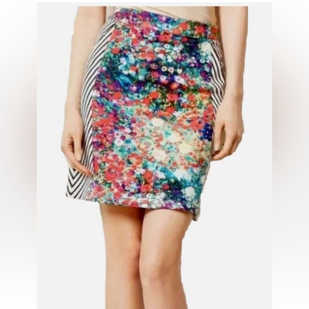 floral striped pencil skirt