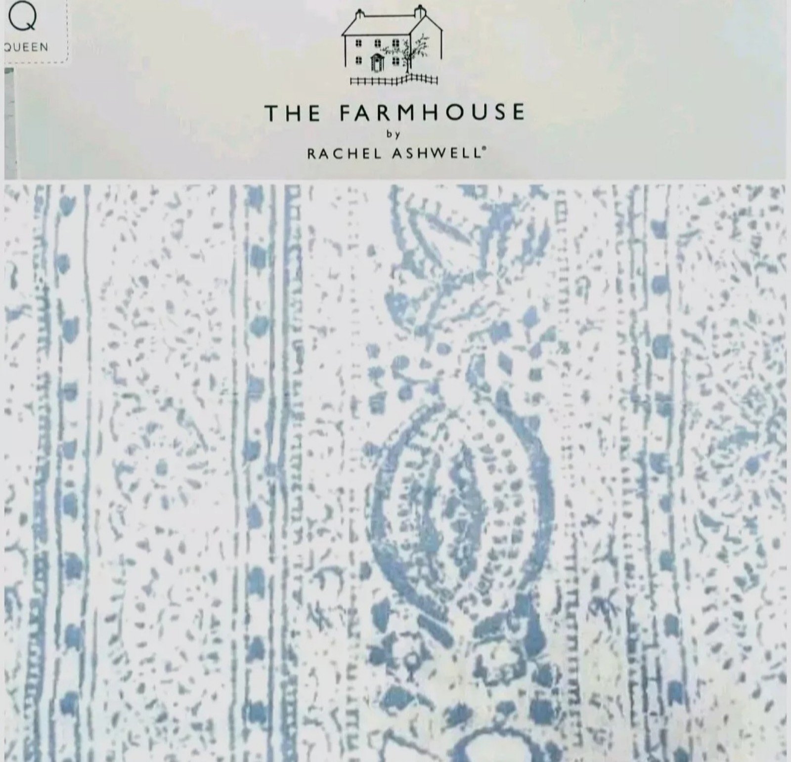 NWT▪︎SHABBY CHIC FARMHOUSE by Rachel Ashwell Blue & White 4pc QUEEN Sheet Set