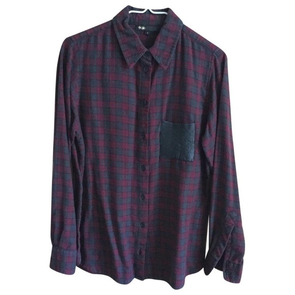 Maje Plaid Flannel Top Danette Sz 1