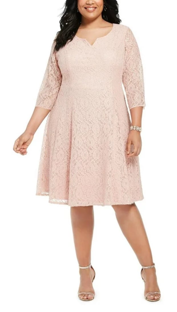SLNY Womens Plus Sequined Lace Cocktail And Party Dress size 14W