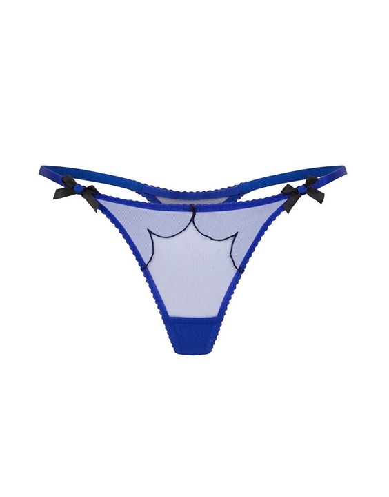 Agent Provocateur Lorna Blue Black Thong AP2 Small NWT