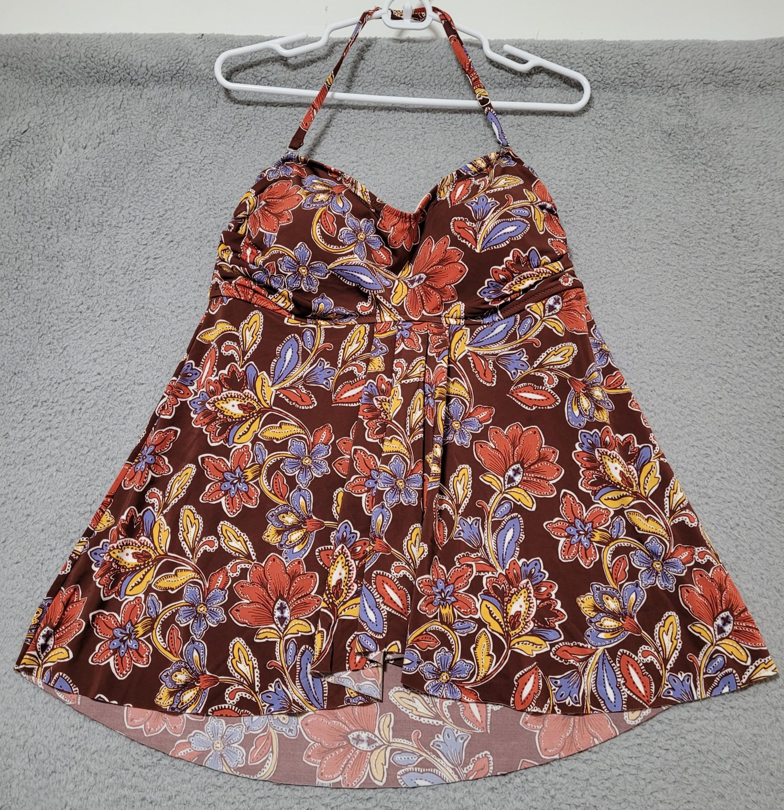 Garnet Hill Vintage Styled Halter Tankini Built-in Bra Size 14