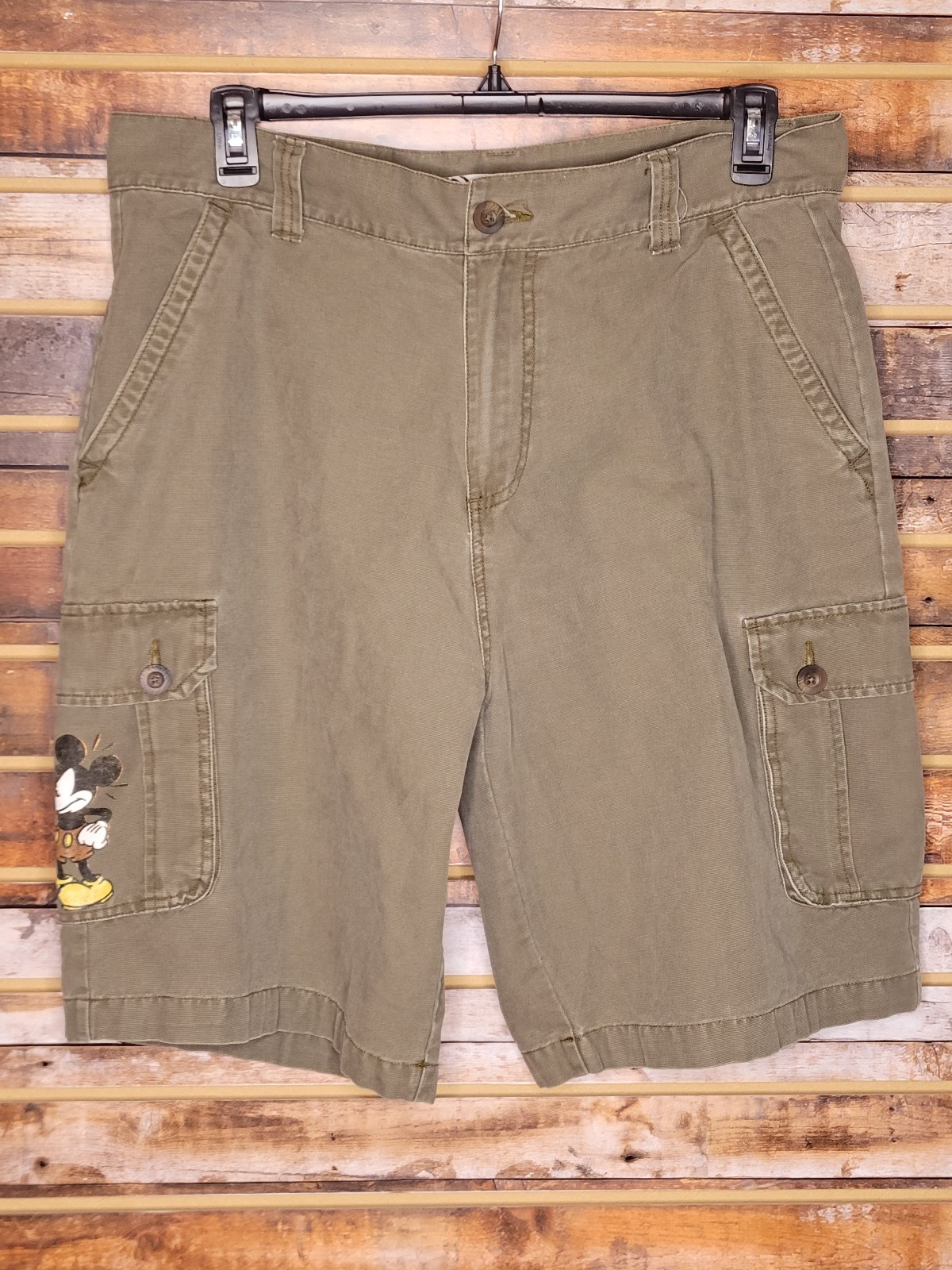Disney Store Angry Mickey Brownish Green Cargo Shorts Size 36