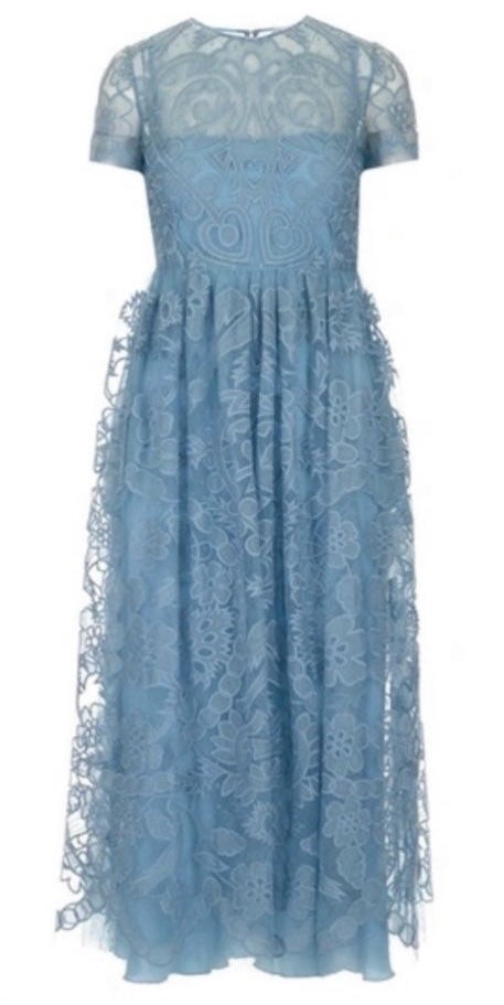 RED Valentino Blue midi lace dress size EU 36