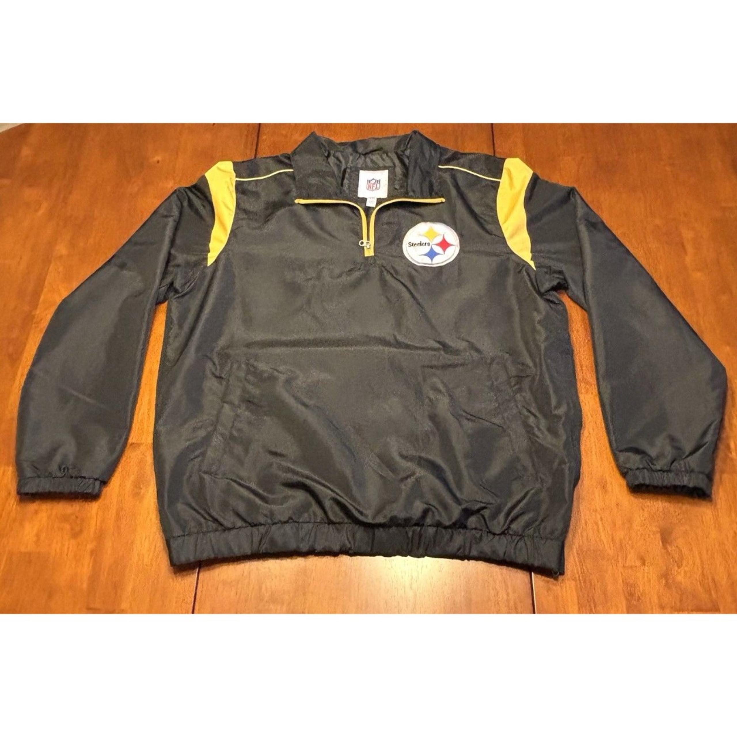 NFL Apparel Pittsburgh Steelers Windbreaker 1/4 Zip Black Jacket Mens Size XL