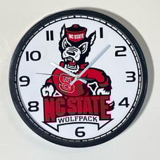 North Carolina University Wolfpack logo battery wall clock