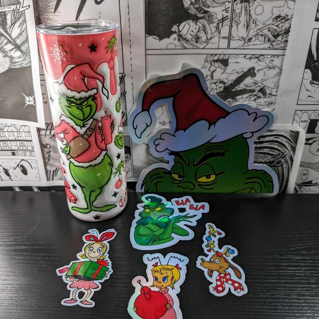 Grinch Christmas grinchmas tumbler and sticker set