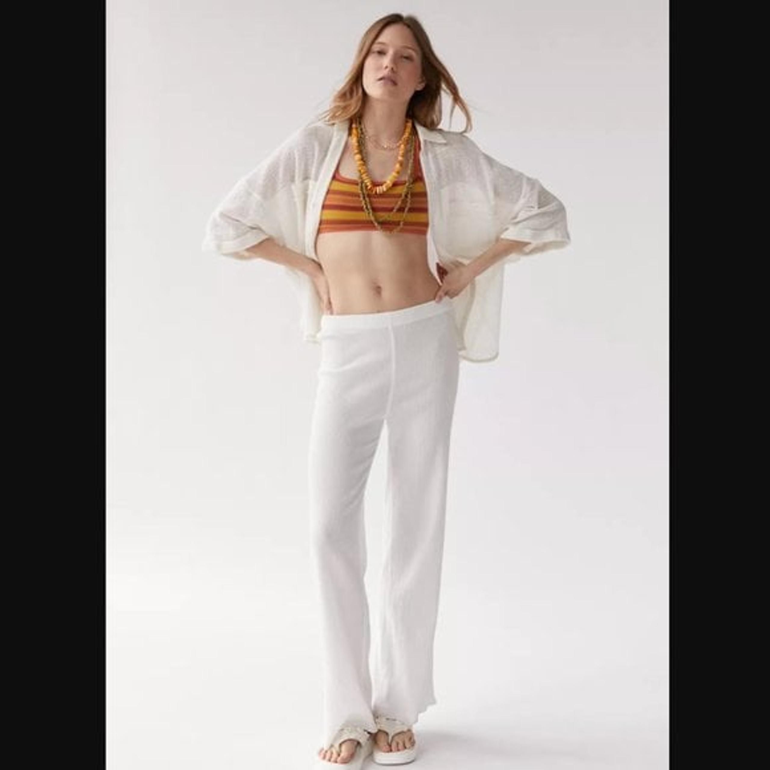 Urban Outfitters Adeline White 100%Cotton Low-Rise Flare Pant womens XL