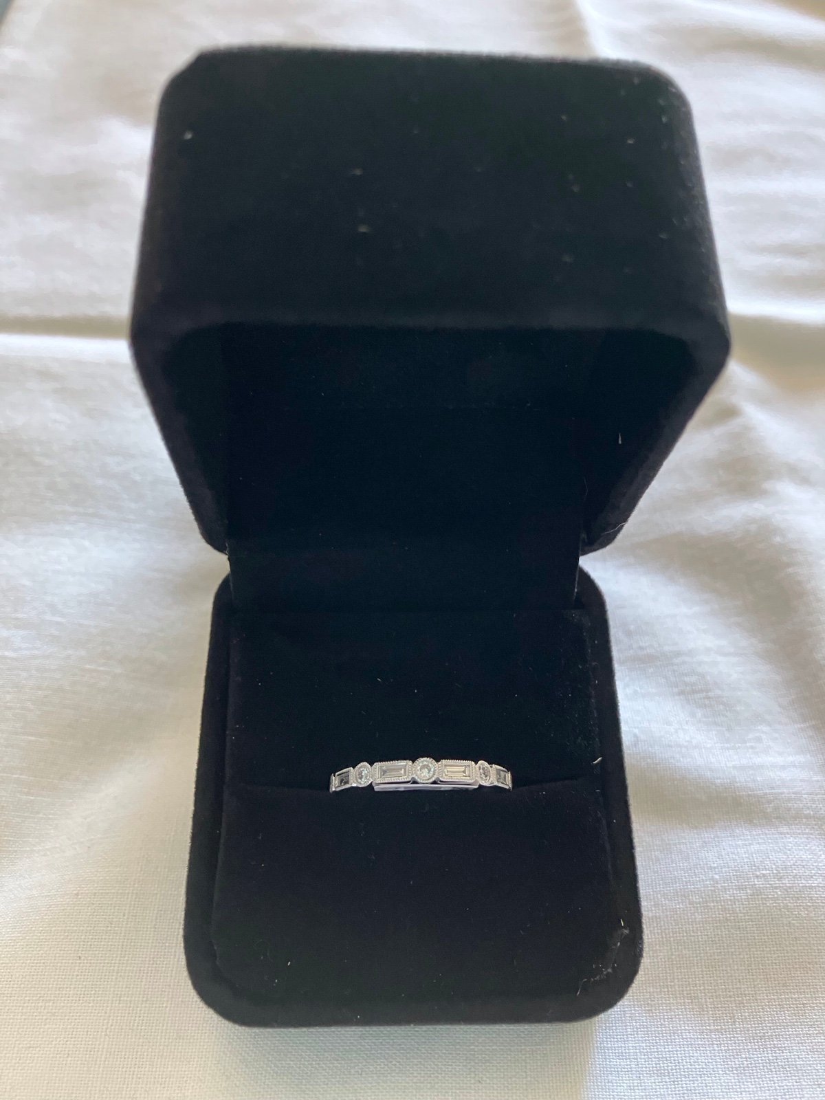 Diamond Band Ring, size 6, 18K White Gold, .34 Carat