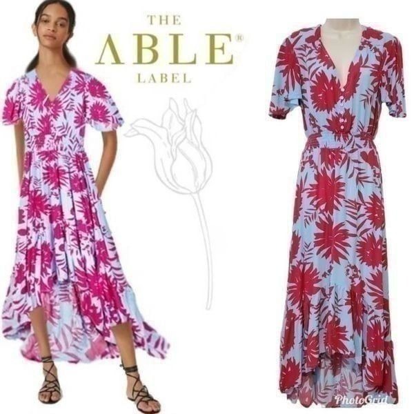Anthropologie Abel The Label Morning Star Hawaiian Floral Dress High Low Flutter