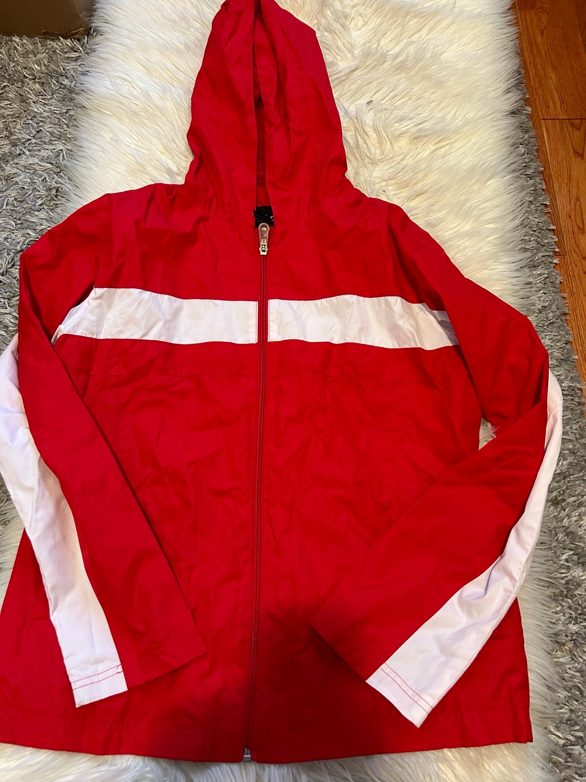 Red & white windbreaker