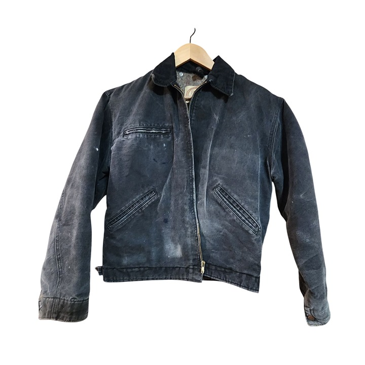 Vintage Pella Black Canvas Work Jacket With Wool Lining Mens Med R Durable Outdo