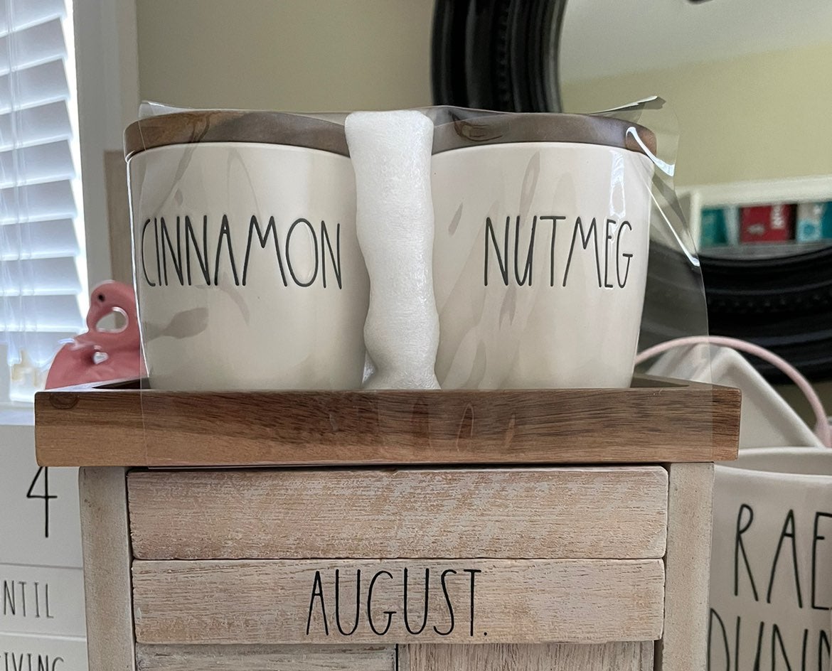 Rae Dunn cinnamon and nutmeg cellar