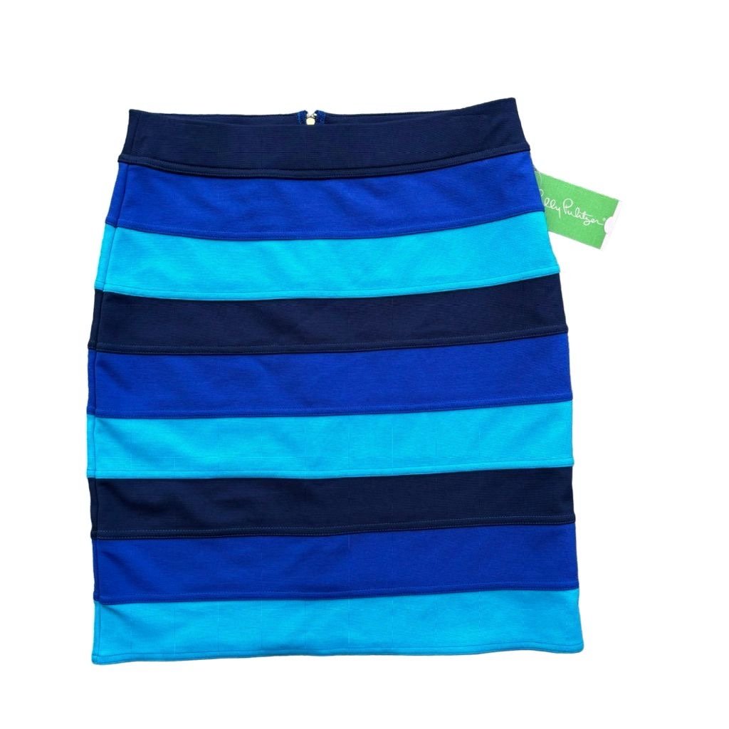 Lilly Pulitzer Cheyenne Skirt S Blue Striped Pencil Mini Women's Stretch NWT