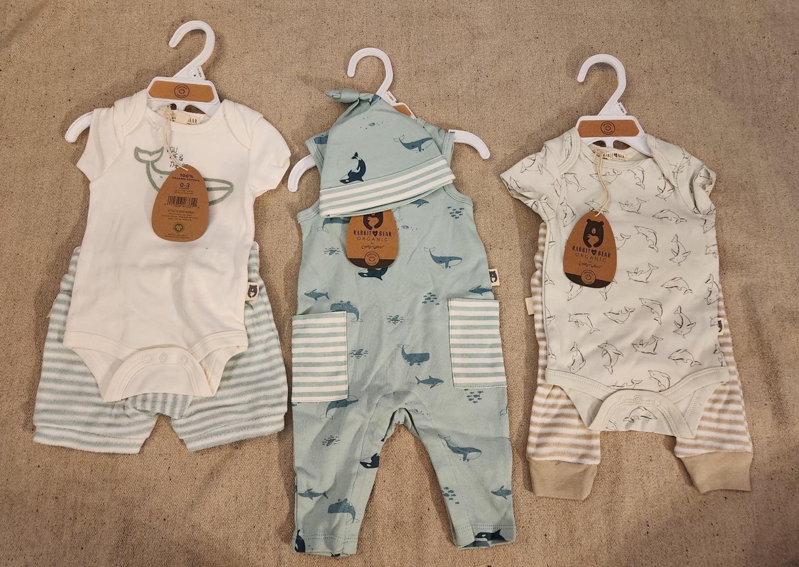 Rabbit bear organic clothing baby boy lot size 0-3M