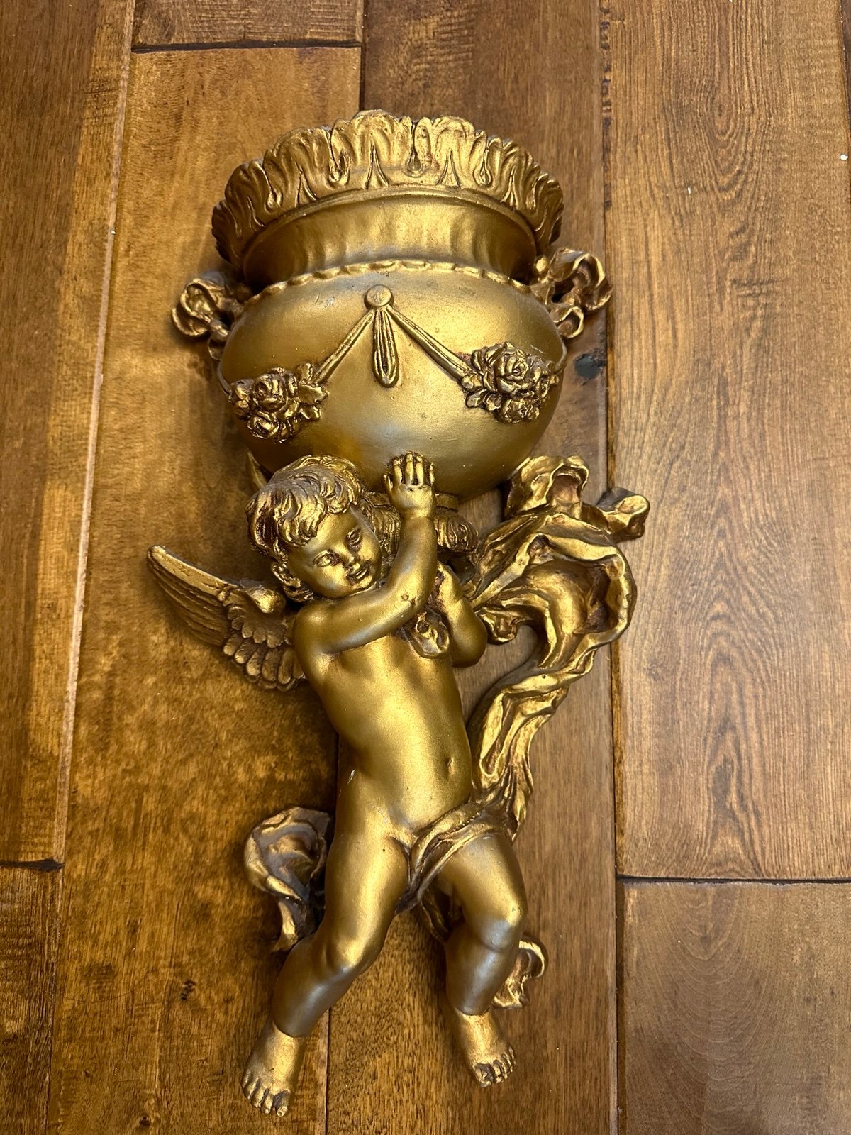 2 Vintage Golden Cherub Angel