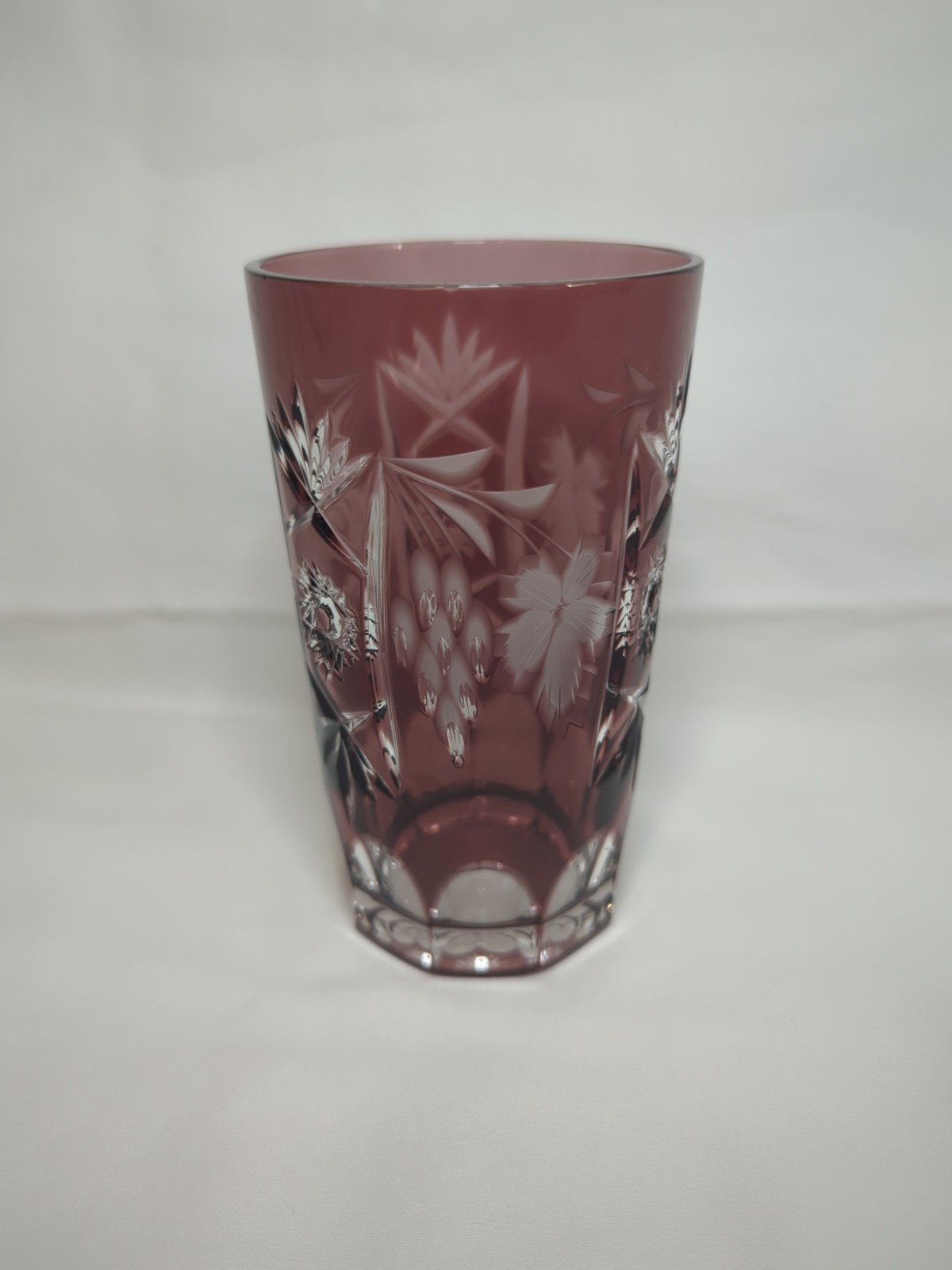 Vintage German Traube Crystal Highball Tumbler Glass Amethyst Cut to Clear