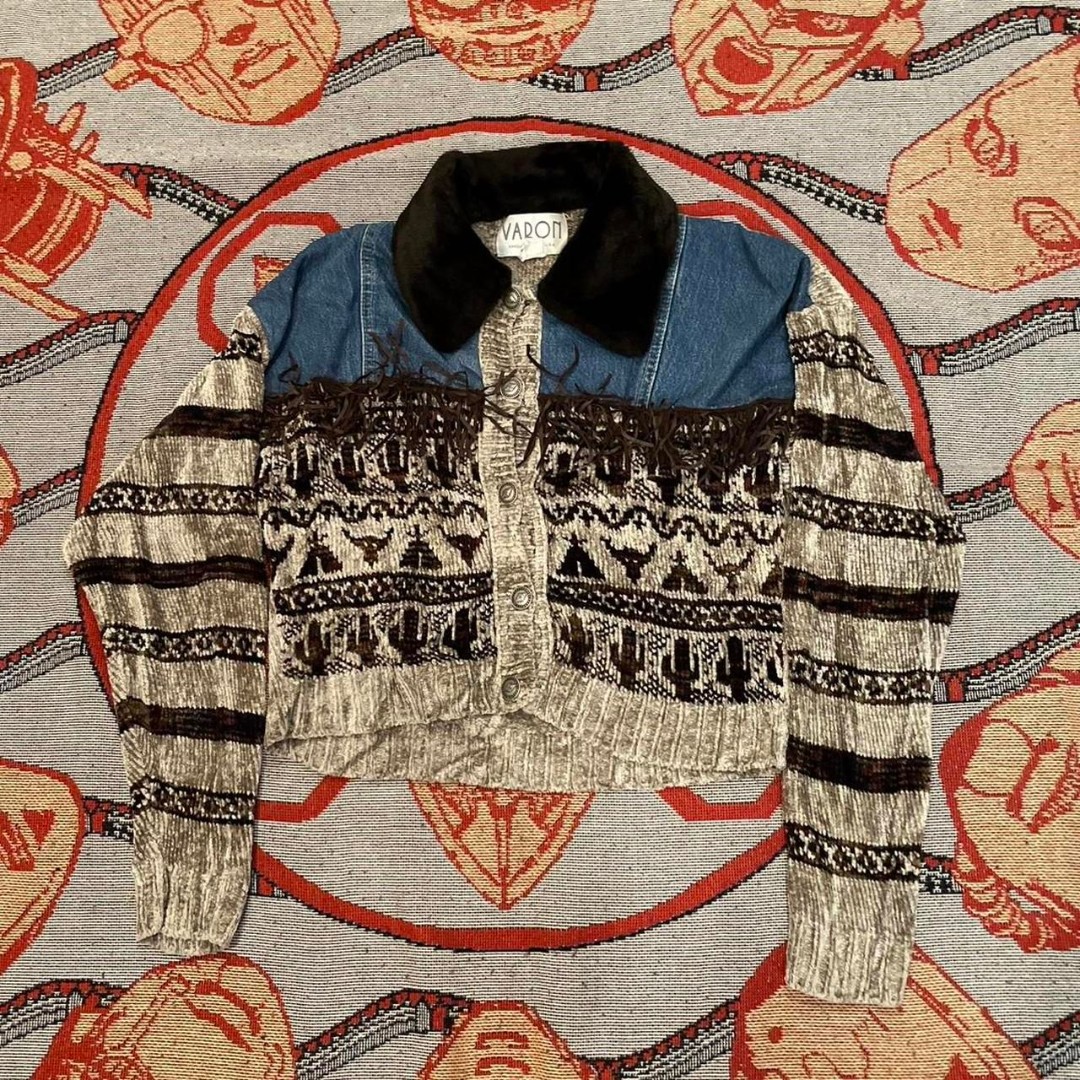 Varon brand Aztec style made in USA Jean jacket size women’s small.