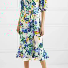 Saloni Floral Olivia Midi Dress Size 6 NWT