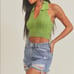 Knit halter top in lime