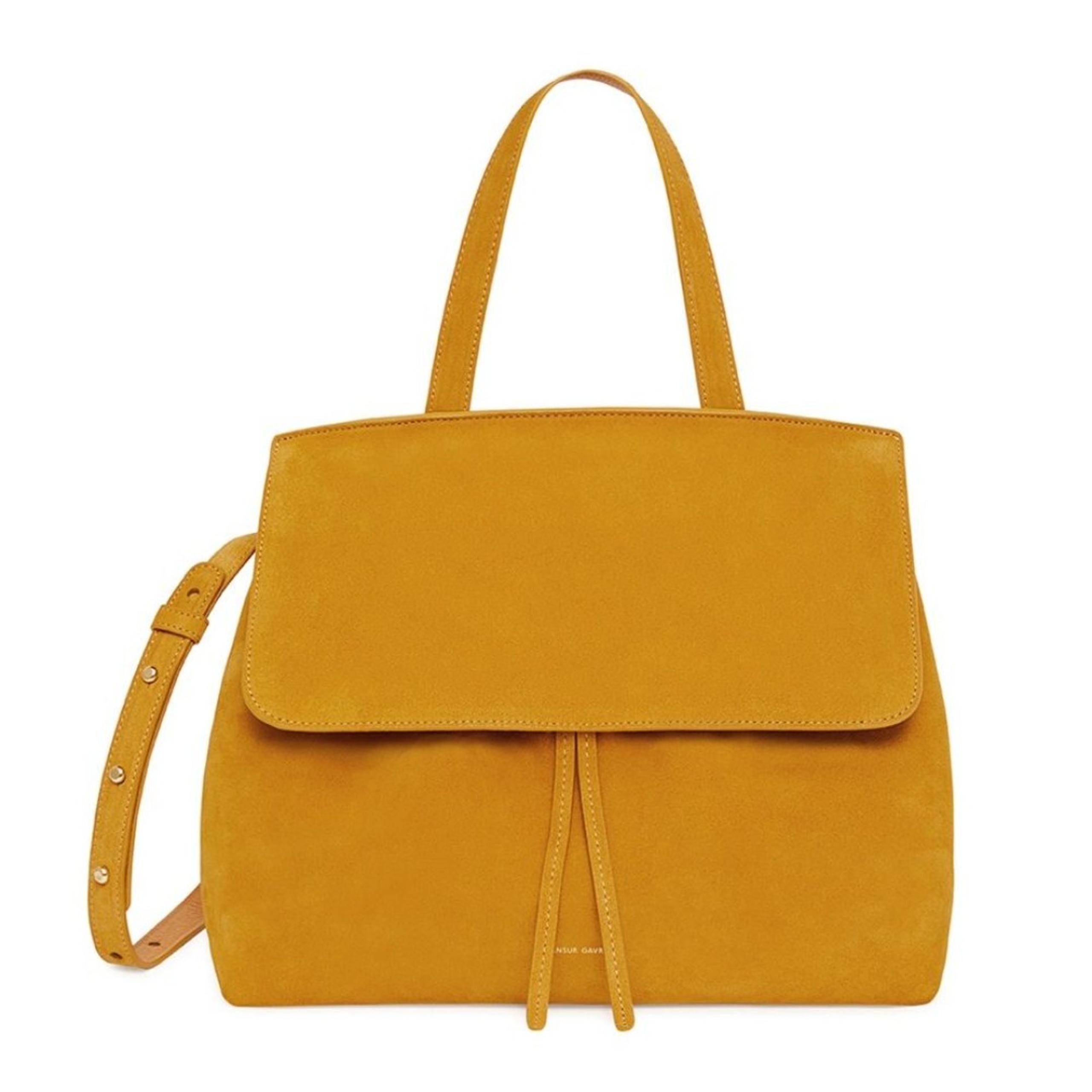 Mansur Gavriel Suede Lady Bag Mustard Yellow Top Handle Convertible Crossbody